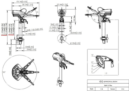 Silnik z krótkim wałem zaburtowy ePropulsion Spirit  1.0 Plus